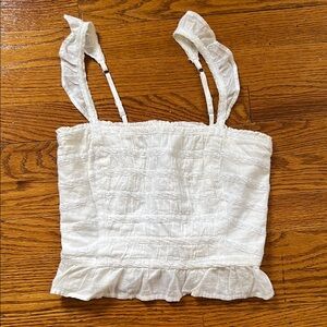 Abercrombie & Fitch White Ruffled Camisole